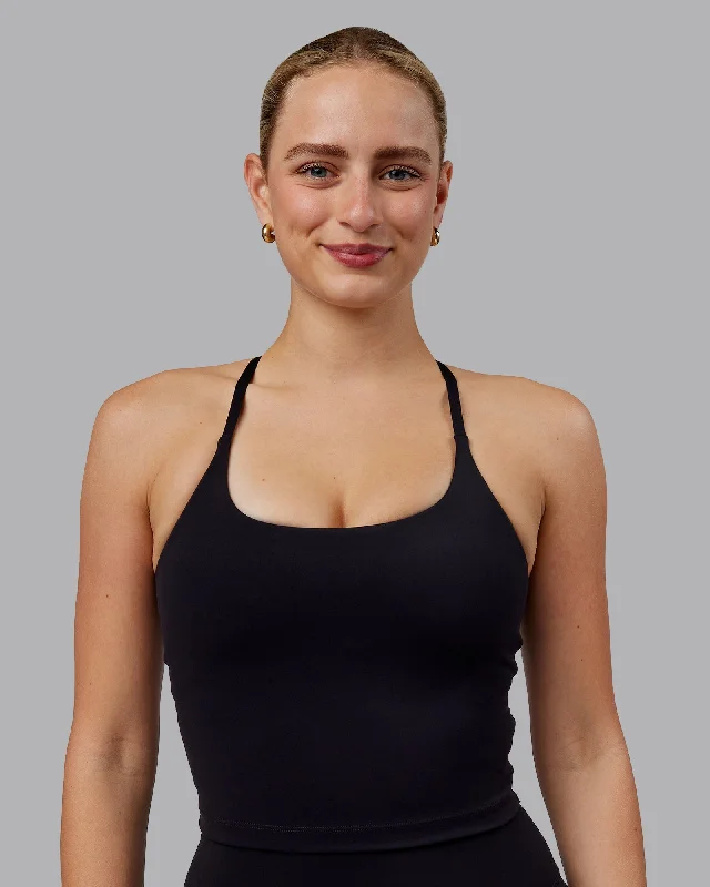 Chic Lounge Twist Shelf Bra Tank - Black