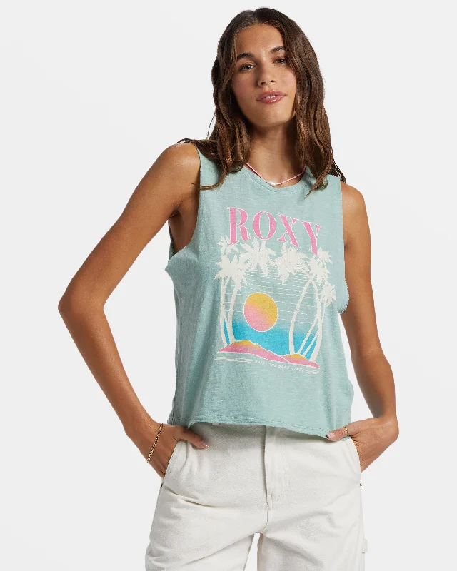 Denim Design Bring The Good Vibes Muscle Tank Top - Blue Surf