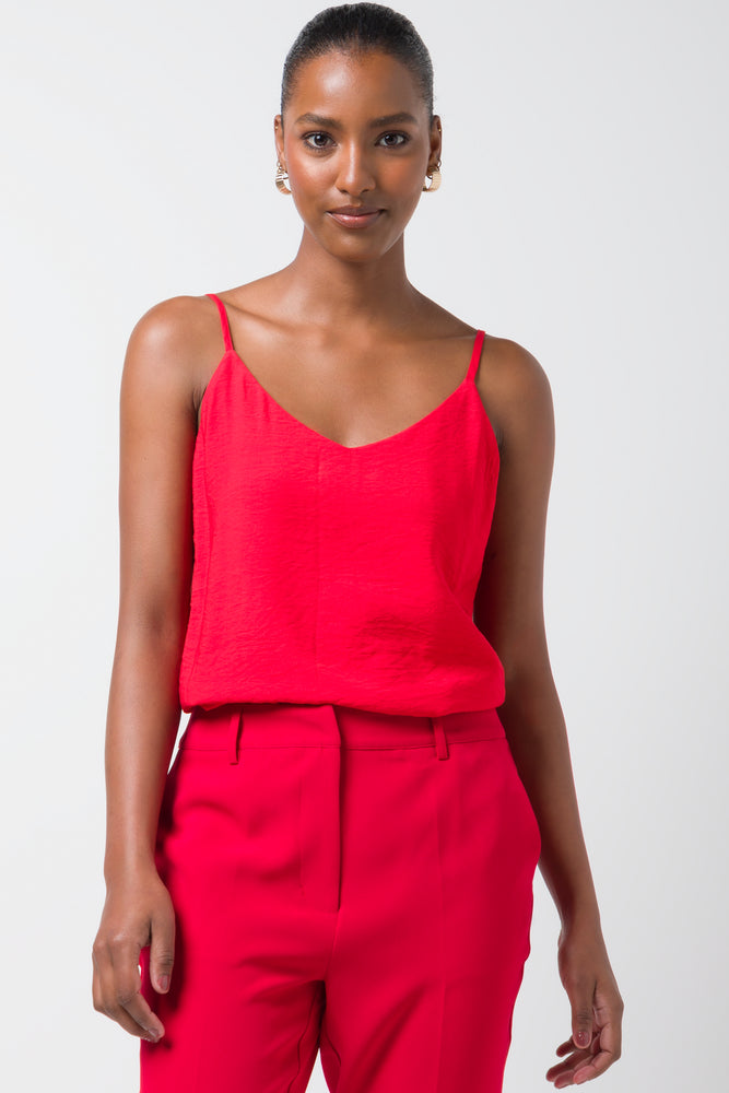 Soft Touch Double Layer Adjustable Cami Red