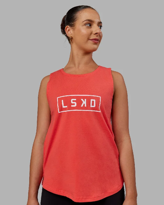 Fashionable Ease Luna FLXCotton Longline Tank - Cayenne-White