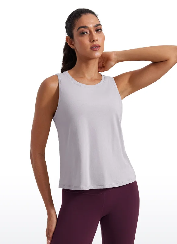 Simple And Comfortable Pima Cotton Crop Tank Round Neck