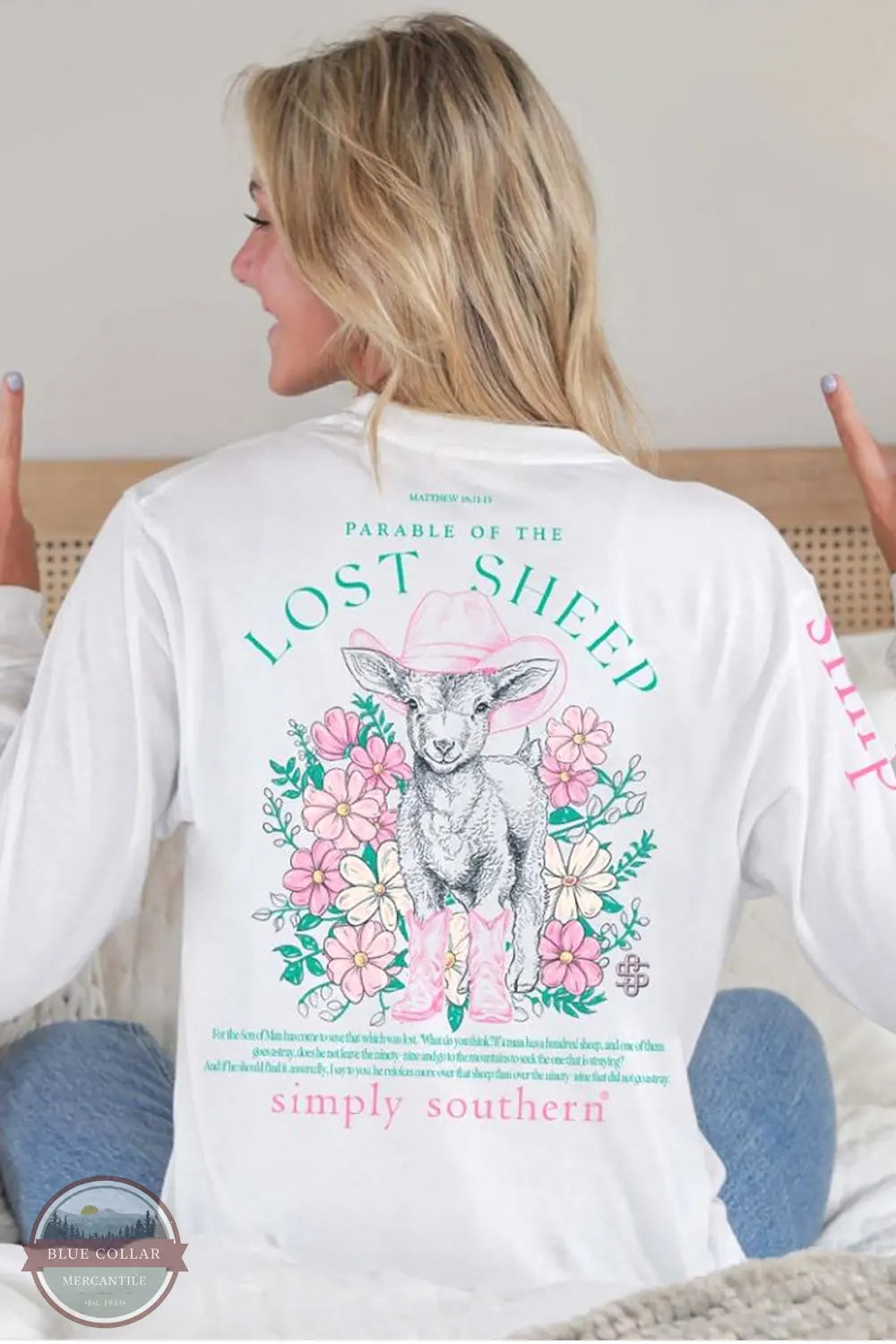 Easy Fashion LS-SHEEP-WHITE Parable of the Lost Sheep Long Sleeve T-Shirt
