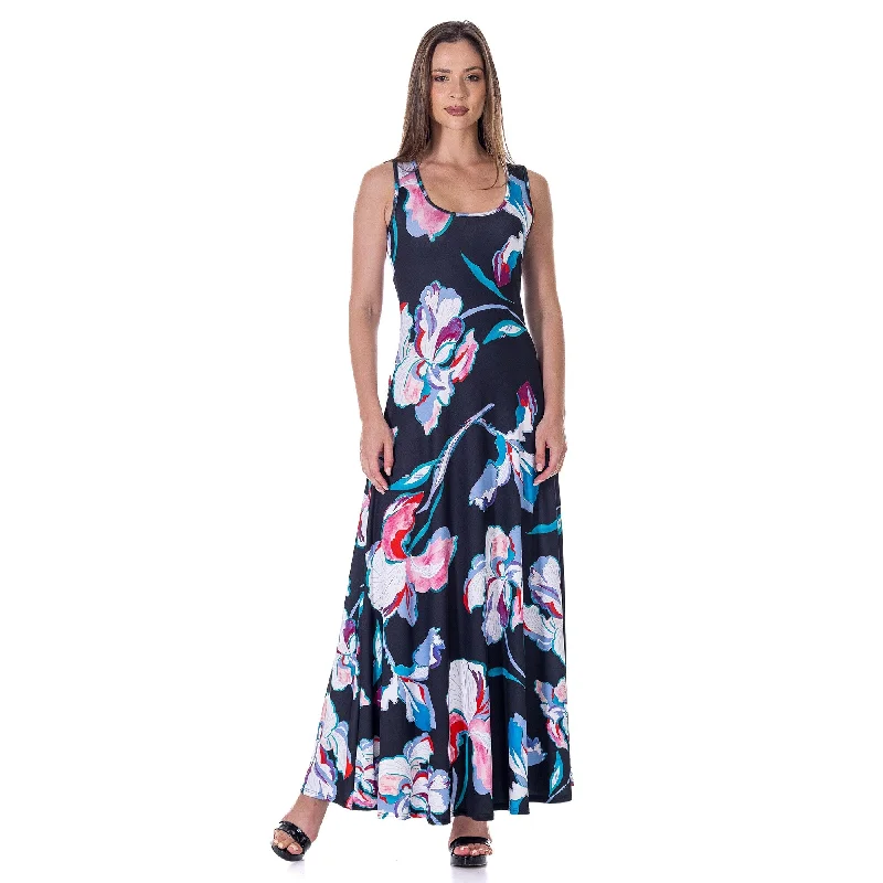 Preview New Products 24seven Comfort Apparel Womens Black Floral Print Scoop Neck A Line Sleeveless Maxi Dress Preview New Products 24seven Comfort Apparel Womens Black Floral Print Scoop Neck A Line Sleeveless Maxi Dress