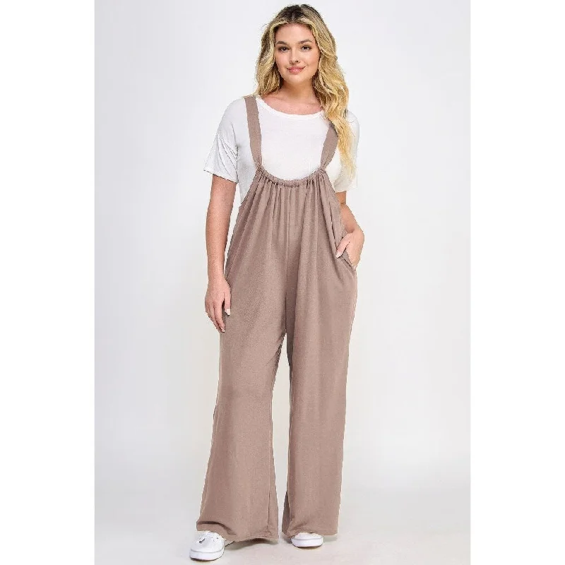 Design Trend French Terry Wide Leg Jumpsuit Overalls