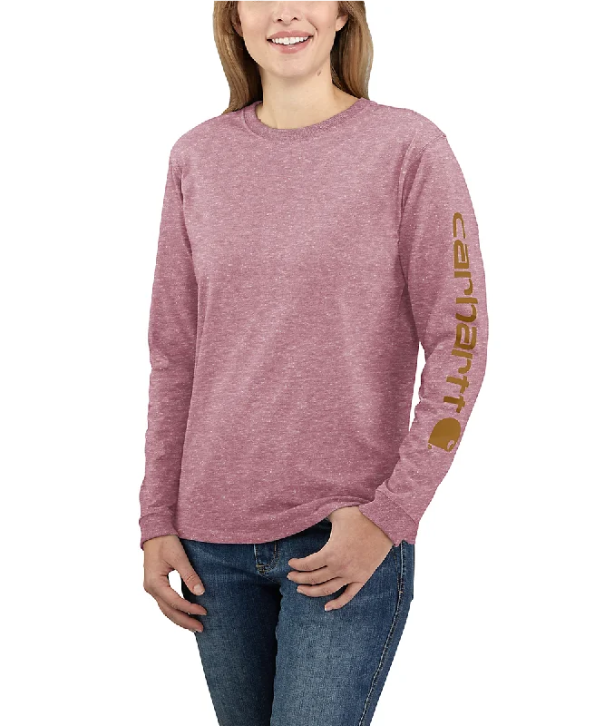 Cozy Outerwear Carhartt Women's Signature Sleeve Logo Long Sleeve T-shirt - Foxglove Heather