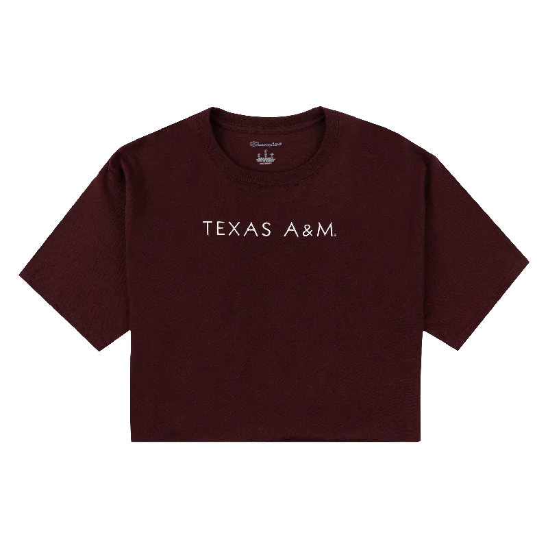 Effortless Comfort Texas A&M Embroidered Boyfriend Crop Tee