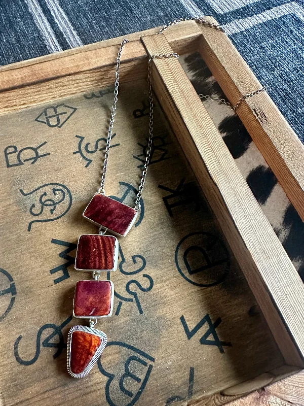 Exquisite Craftsmanship Spiny 4 Stone Lariat Necklace