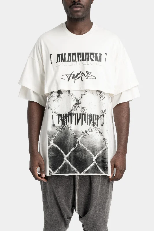 High-end Wear Oversized layered printed T-Shirt, Off White
