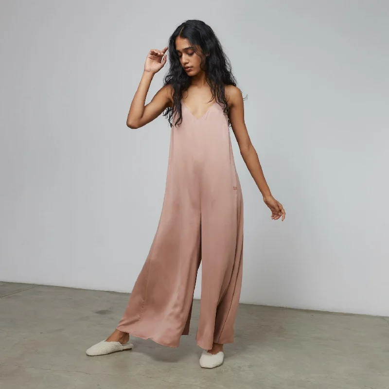 Minimalism Washable Silk Elastic Strap Jumpsuit