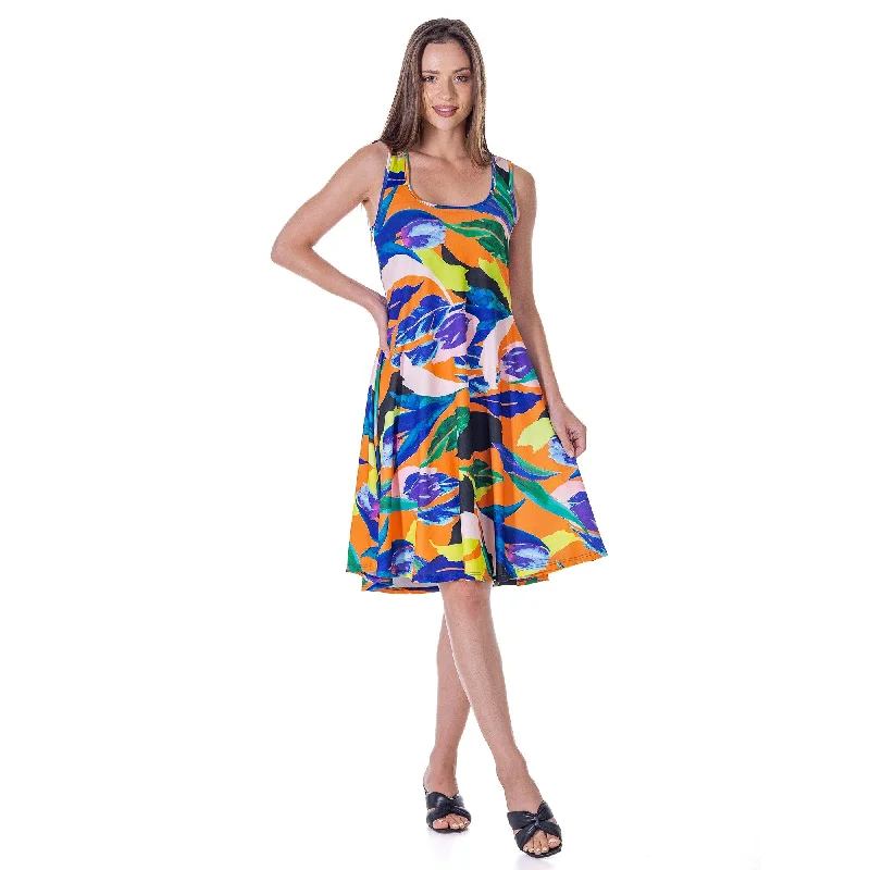 Fashion Concept 24seven Comfort Apparel Womens Multicolor Sleeveless Knee Length Tank Swing Dress Fashion Concept 24seven Comfort Apparel Womens Multicolor Sleeveless Knee Length Tank Swing Dress