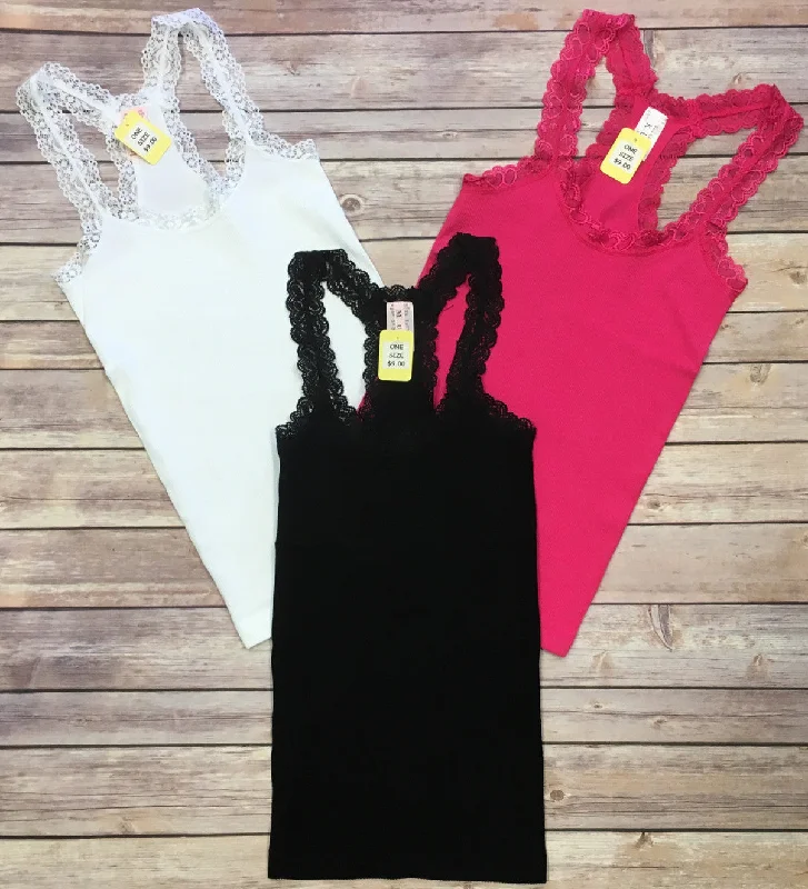 Warm Comfort Ribbed Lace Basic Tank