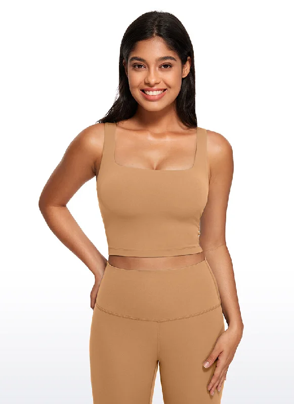 Mid-length Style Butterluxe Square Neck Build-in Bra Tanks
