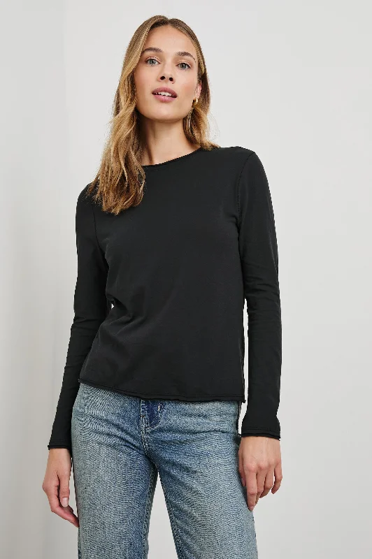 Personal Design LONG SLEEVE CREW NECK T-SHIRT - BLACK
