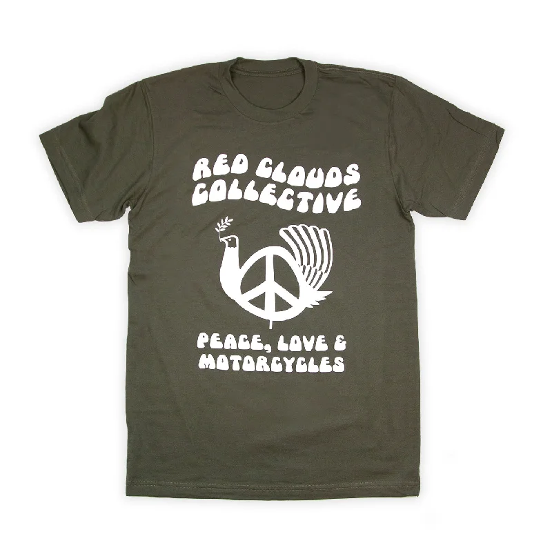 Sporty Elegance Peace Bird Tee - Olive Drab