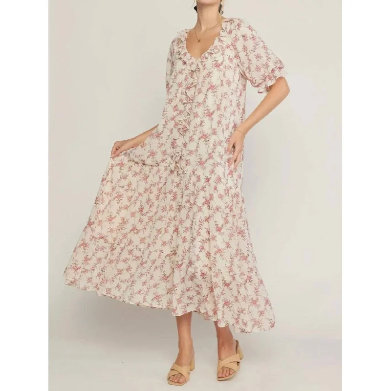 Sports Cool Entro - Ruffled V Neck Maxi Dress
