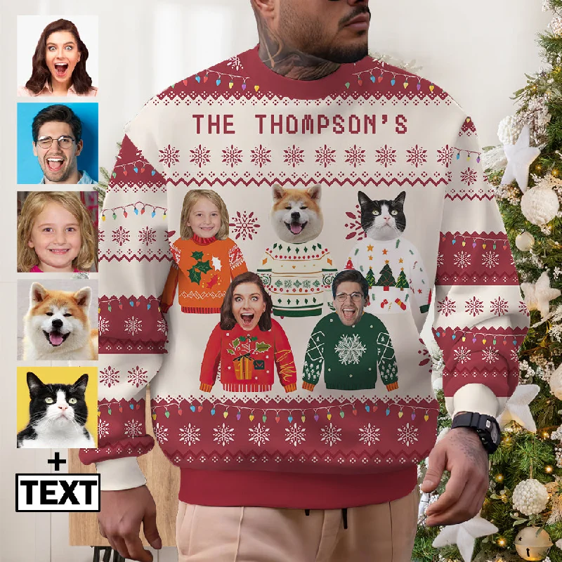 End Of The Year Custom 5 Photos Sweater for Family Christmas Ugly Sweater Xmas Party