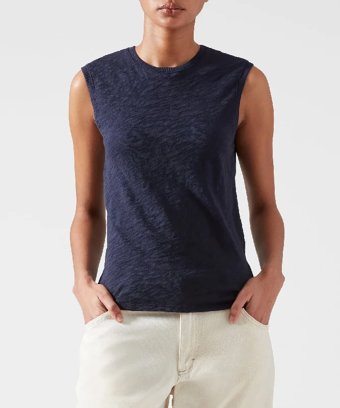 Fresh And Simple Slub Jersey Sleeveless Schoolboy Tee - Midnight
