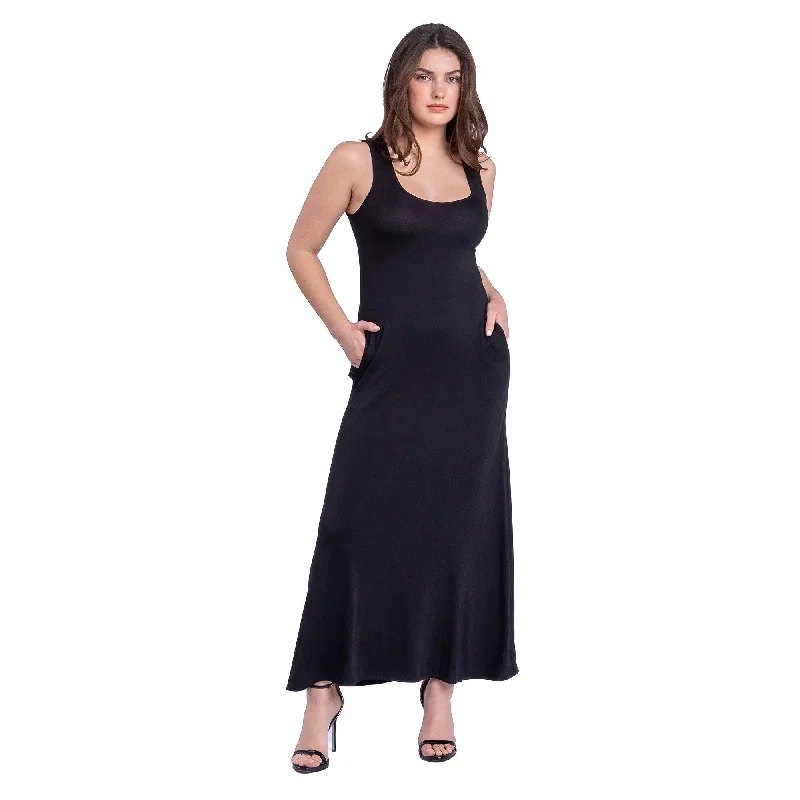 Advanced Design 24seven Comfort Apparel Scoop Neck Sleeveless Maxi Dress with Pockets Advanced Design 24seven Comfort Apparel Scoop Neck Sleeveless Maxi Dress with Pockets