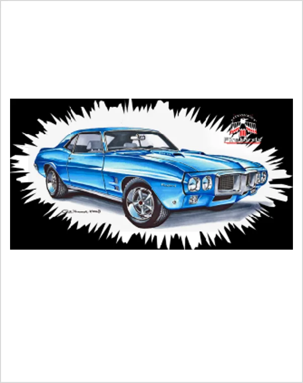 Wandering freely The Art of Pete Teumer Midwest Firebirds T-Shirt 1969 Firebird Blue