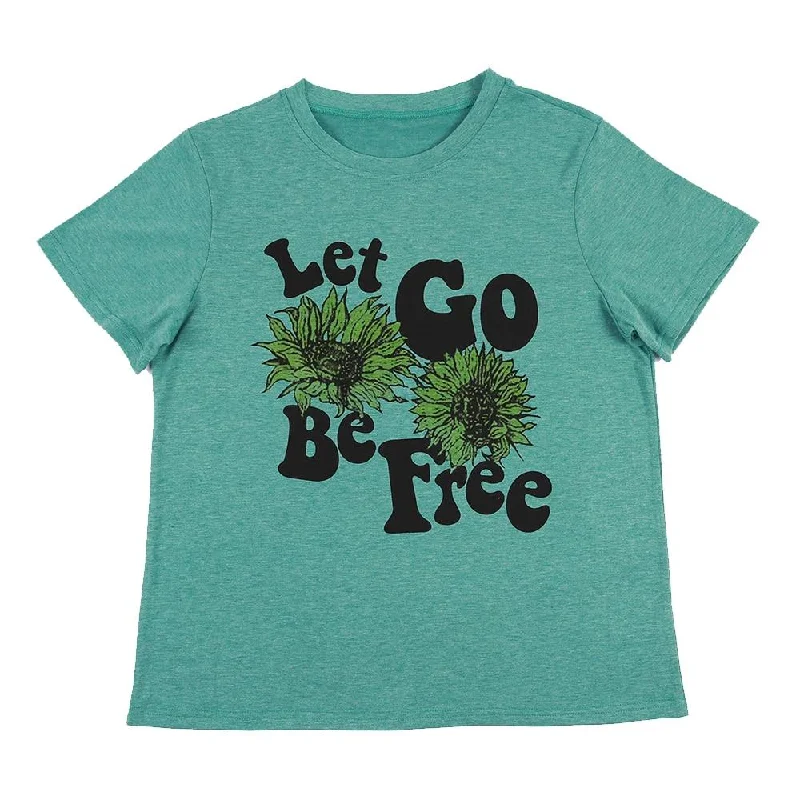 Casual And Casual Women's Summer Short Sleeve Sunflower Let Go Be Free Printed T-shirt