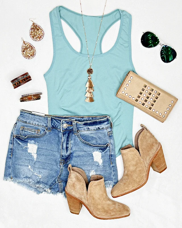 Dressing Tips Pure Memory Racerback Bodysuit - Ash Blue