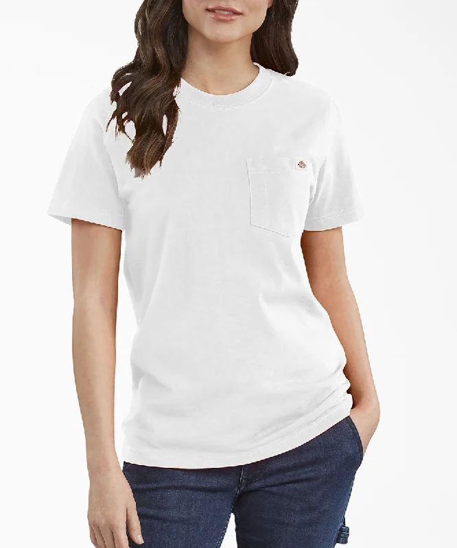Easygoing Style Dickies Women's Short Sleeve Heavyweight Pocket T-Shirt - White