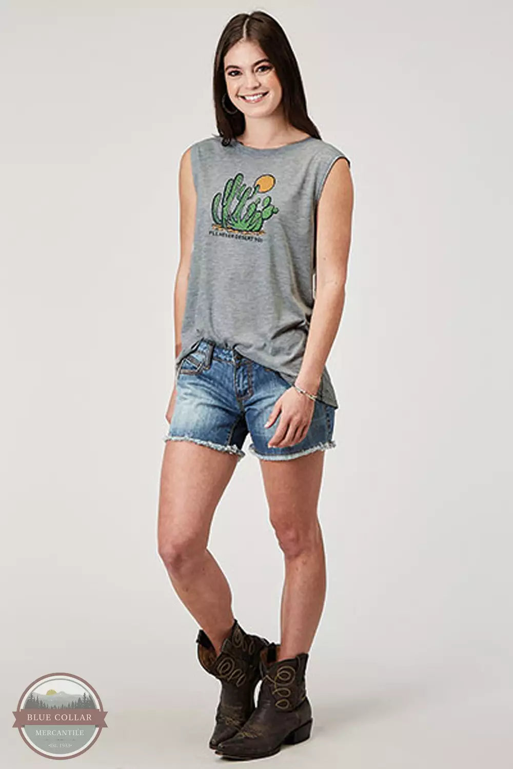 Layered Style 03-037-0513-2021 GY Jersey Knit Sleeveless T-Shirt