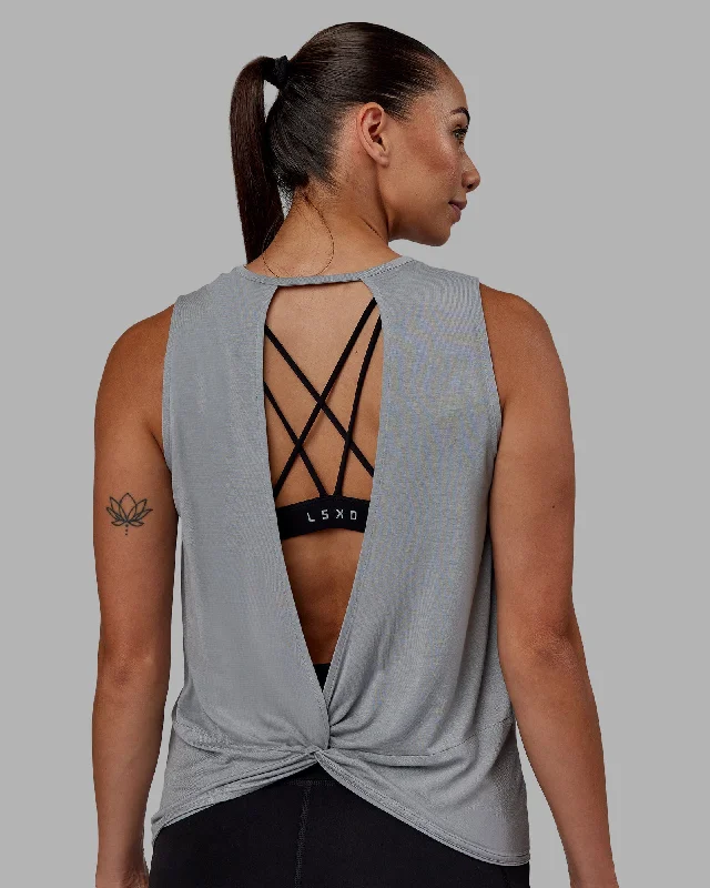 Sweet Style Swivel Open Back Tank - Circular Grey