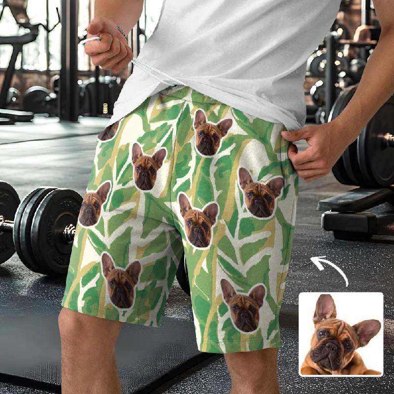 Versatile Items Custom Face Leaf Vein Green Men's Short Sweatpants