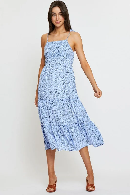 High-end Design Print A Line Dress Sleeveless