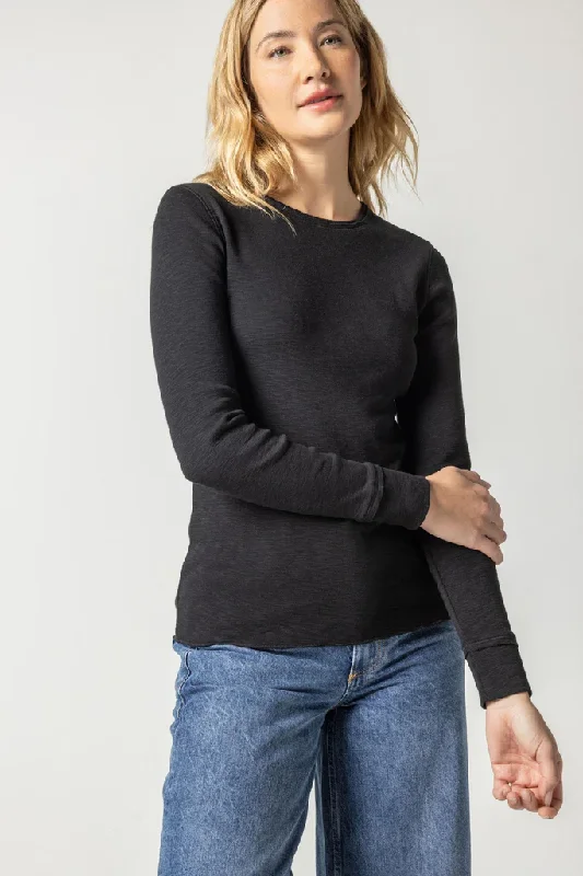 Trendy And Casual PA2708 Lilla P Long Sleeve Raw Edge Crew
