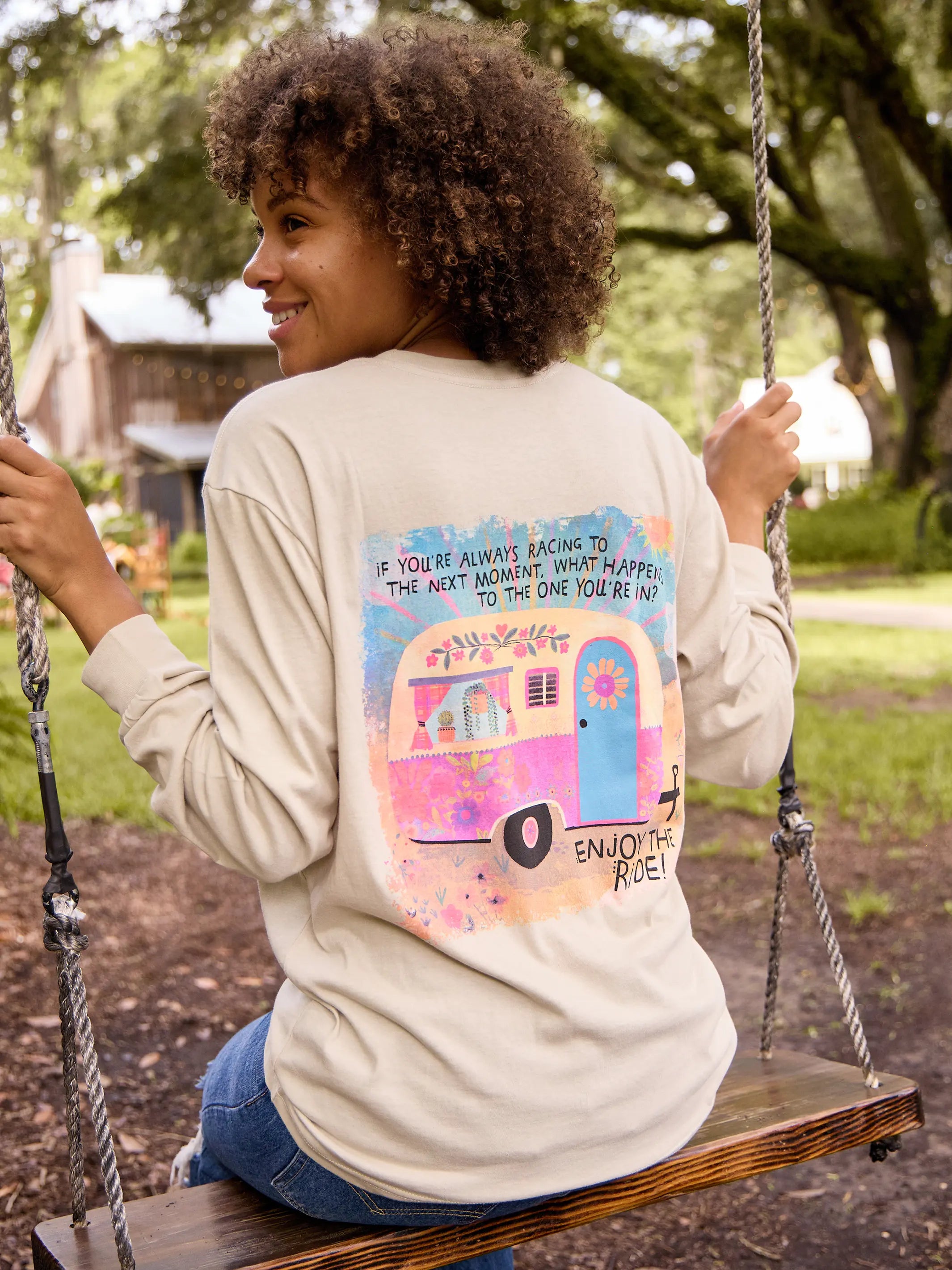 Casual Style Long Sleeve Cotton Comfy Tee Shirt - If You're Always Racing