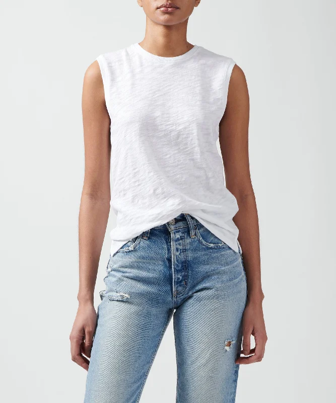 Youthful Slub Jersey Sleeveless Schoolboy Tee - White