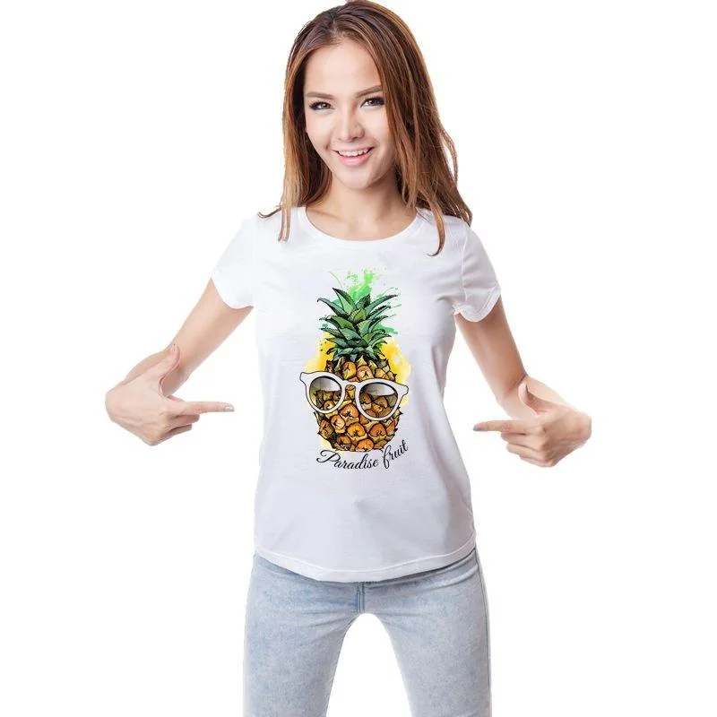 Fashion Style Women's Short Sleeve Creative Pineapple Fruit Printed Funny T-shirt Tops