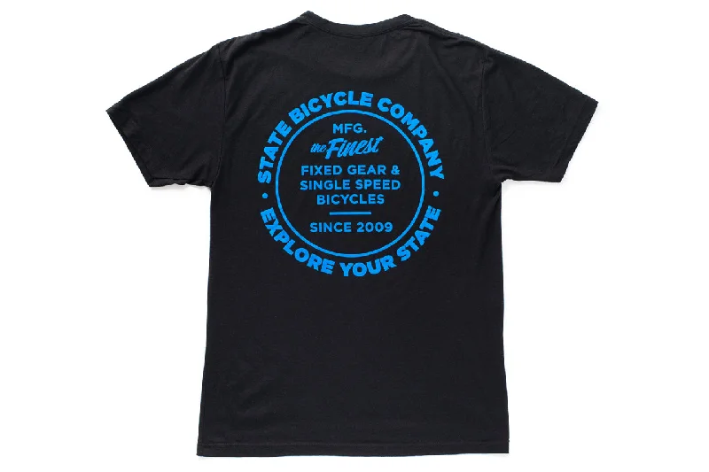 Street Fashion State Bicycle Co. - "Manufacturing The Finest" - Premium T-Shirt (Black / Blue)