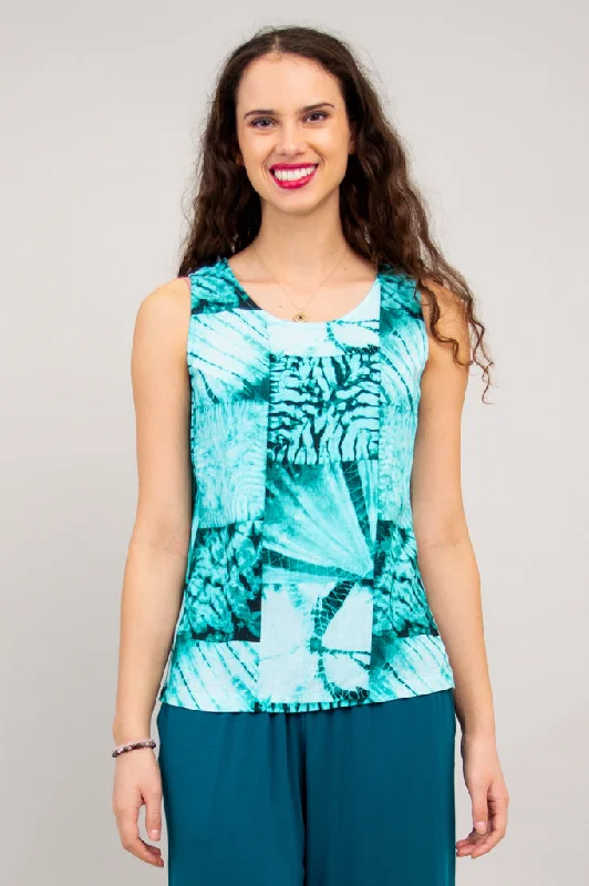Feminine Charm Dena Tank, Shibori, Linen Bamboo