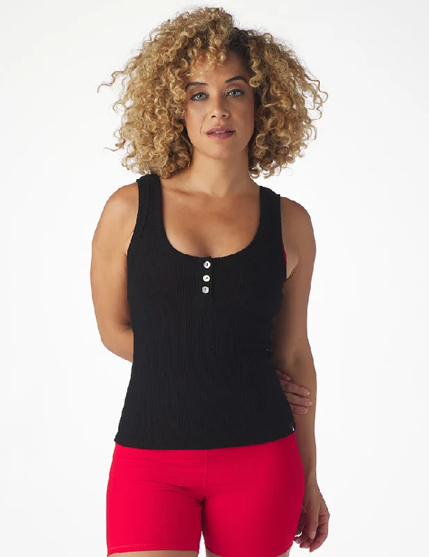 Casual Street Comfort Henley Tank: Black