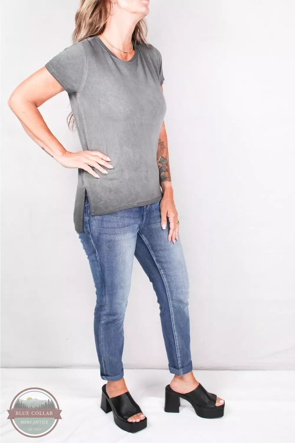 Modern Chic Airbrush Hi-Lo Split Hem T-Shirt K062201