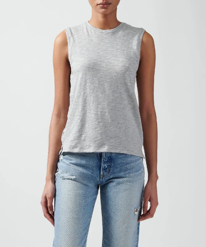 Cute Style Slub Jersey Sleeveless Schoolboy Tee - Heather Grey