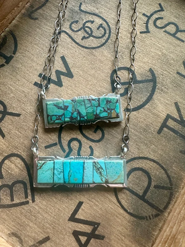 Spring Fashion Kingman Turquoise Bar Necklace