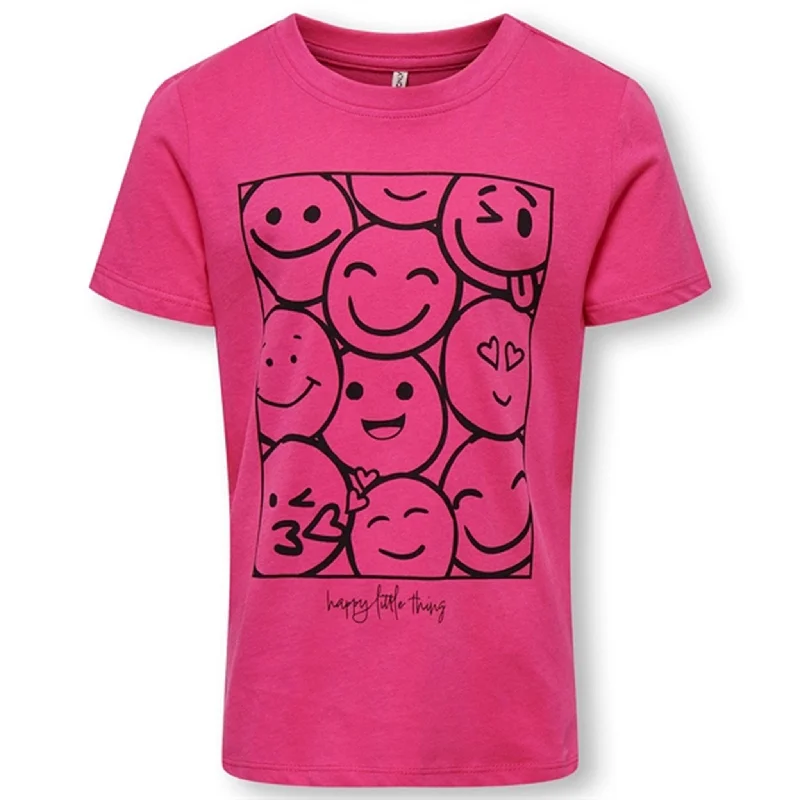 Layered Style Kids ONLY Fuchsia Purple Smil Happy T-Shirt
