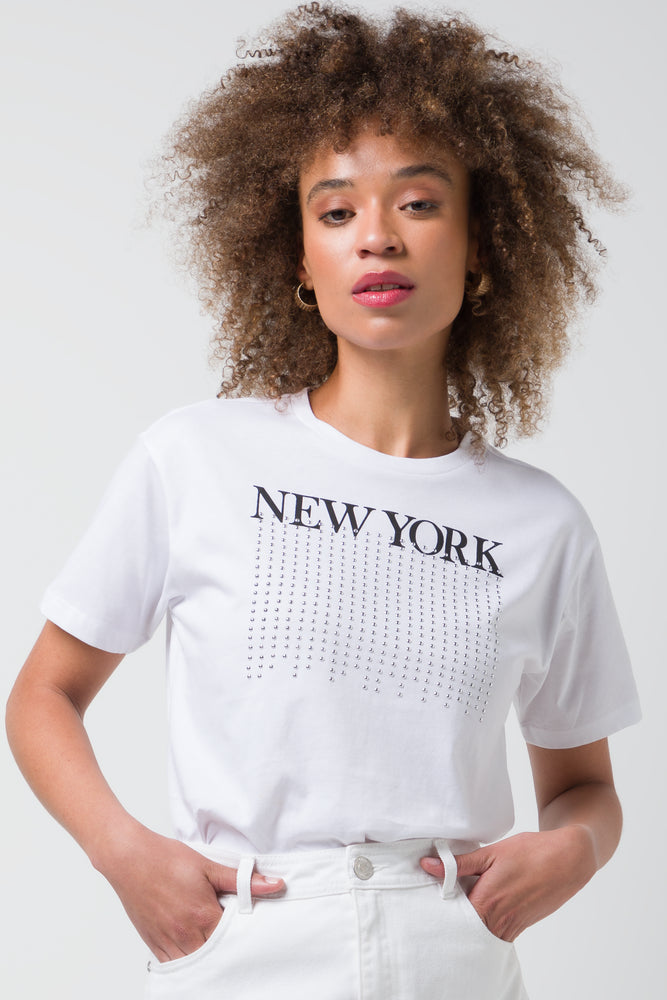 Chic Outfits New York Short Sleeve T-Shirt White