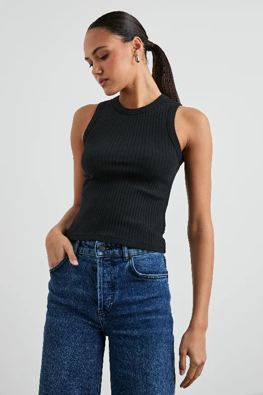 Luxury And Elegant THE RACER TANK - TRUE BLACK