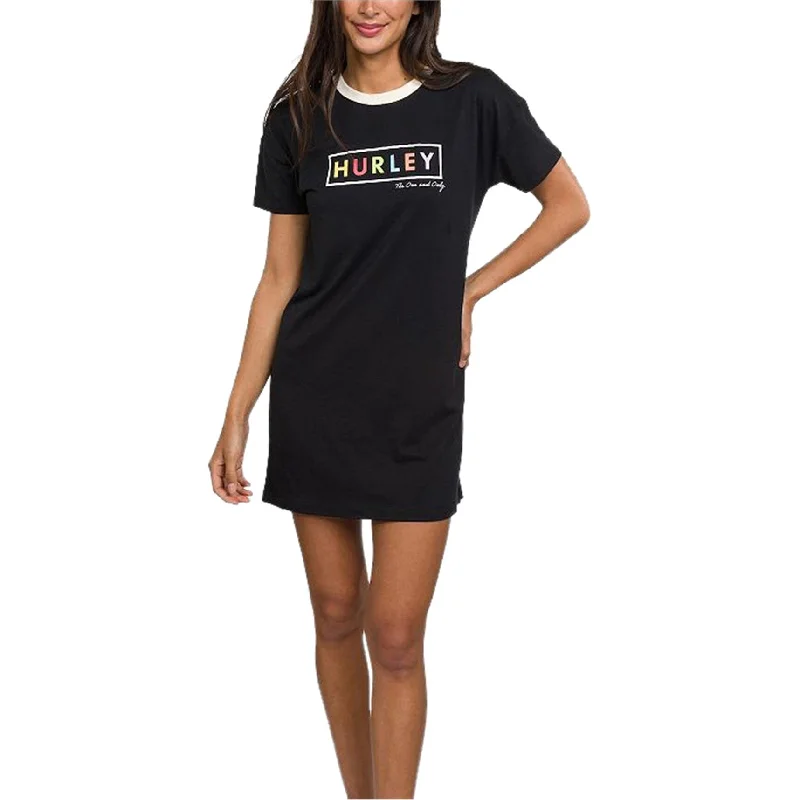 Cozy Sweaters Hurley Womens Ringer Tee Jersey Dress, Black, Small