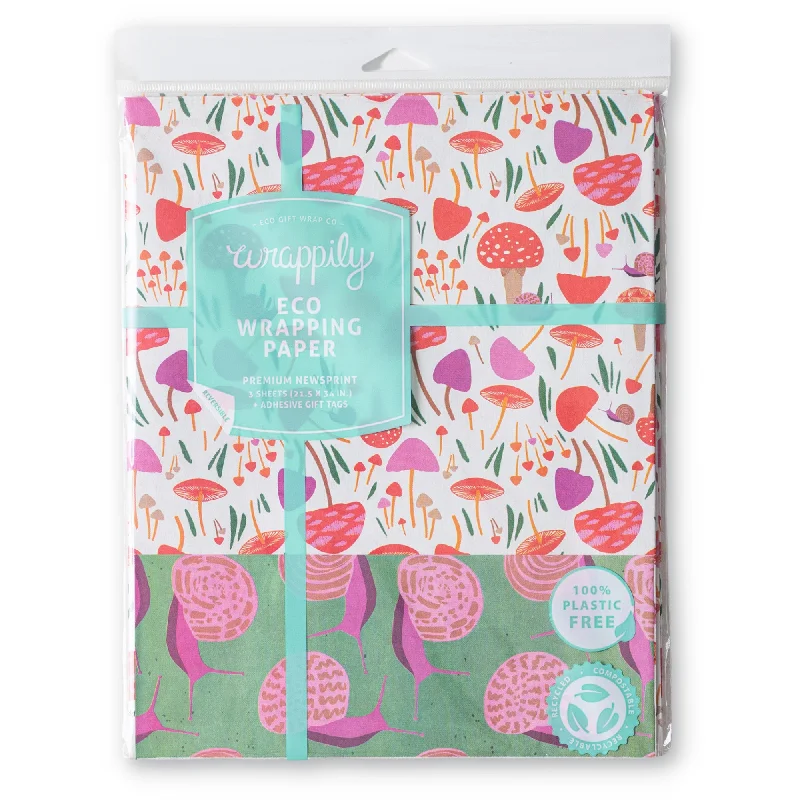 Cute Style Mushrooms and Snails /  Everyday Gift Wrap Set