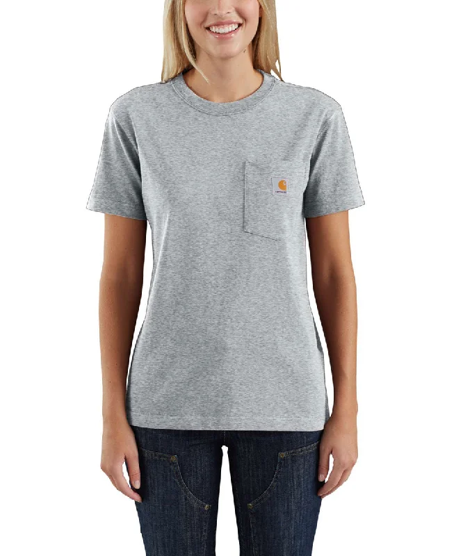 Simple Style Carhartt Women’s WK87 Short Sleeve Pocket T-Shirt - Heather Grey