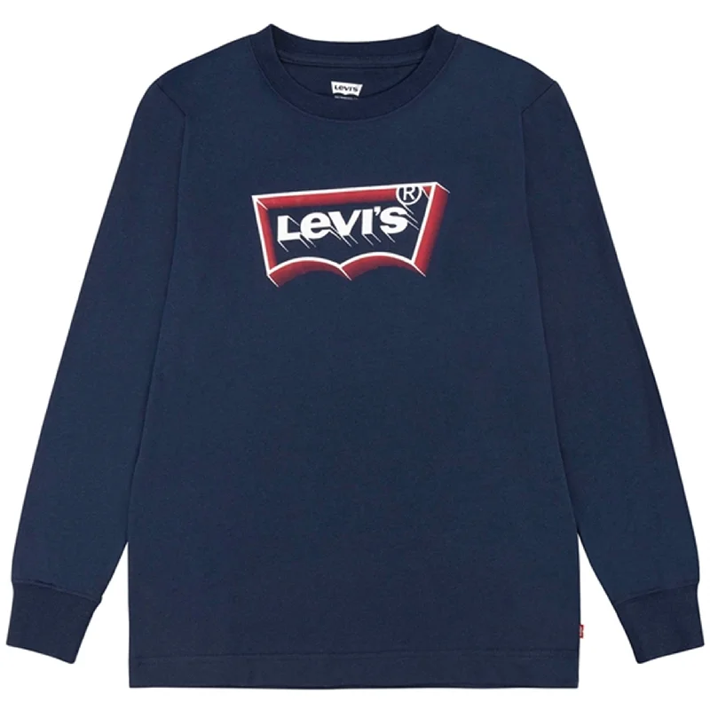 High Street Design Levi's Baby Glow Effect Batwing Long Sleeve T-Shirt Dress Blues