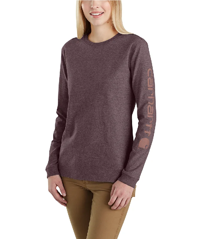 Soft Comfort Carhartt Women's Signature Sleeve Logo Long Sleeve T-shirt - Blackberry Heather