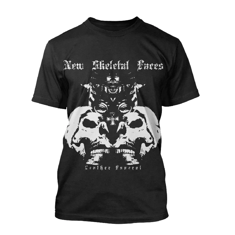 Fashion Wear New Skeletal Faces "Leather Funeral" T-Shirt