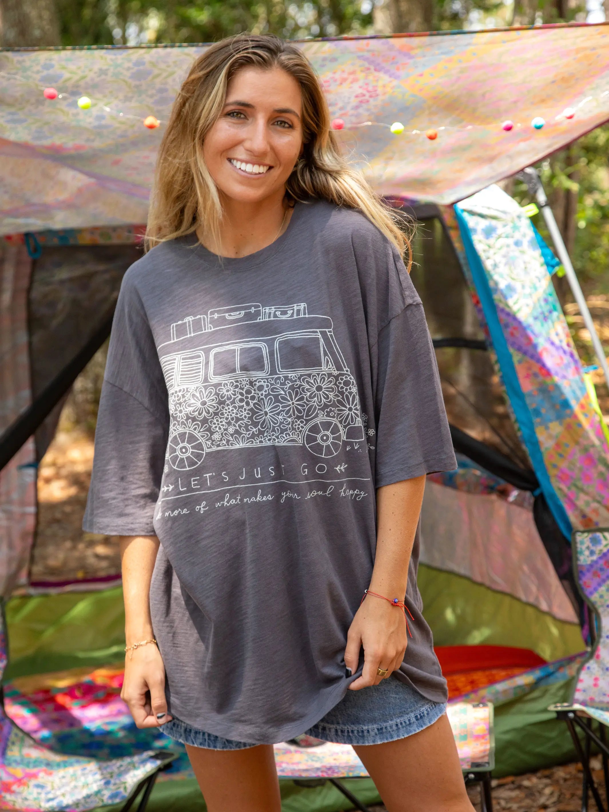 Youthful One Size Cotton Easy Tee - Let's Just Go Washed Black